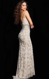 4 of 4 Jovani 36709 Nude-Silver-White