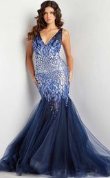 1 of 5 Jovani 38373 Navy-Periwinkle