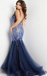 5 of 5 Jovani 38373 Navy-Periwinkle