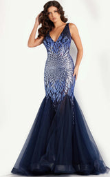 4 of 5 Jovani 38373 Navy-Periwinkle