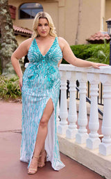 4 of 9 Primavera Couture 14104 Ivory/Teal
