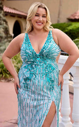 5 of 9 Primavera Couture 14104 Ivory/Teal