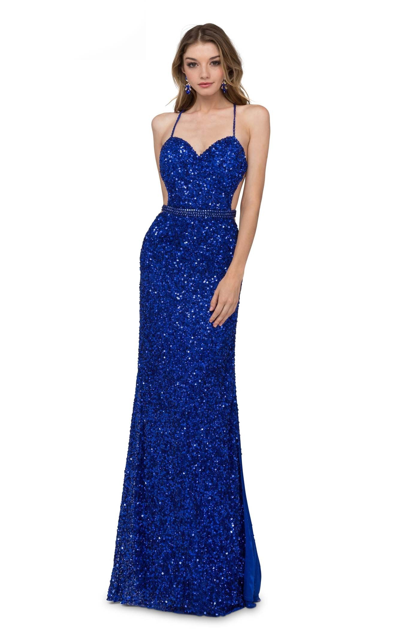 CECILIA COUTURE 1555 STEEL BLUE PROM DRESS