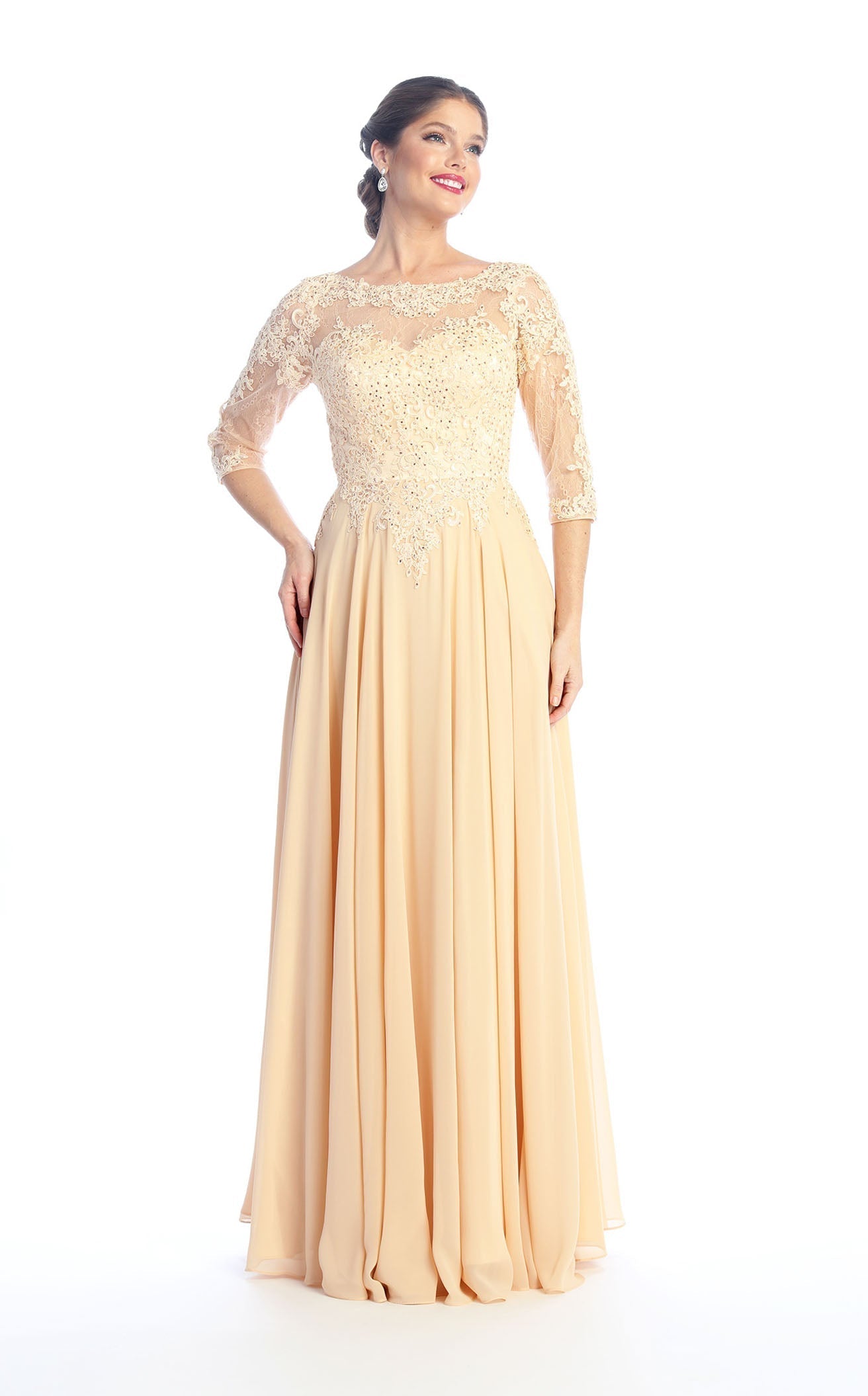 a line dress with v neckline 2023 Champagne Appliques A Line V Neck Tulle Wedding Dress – Sassymyprom