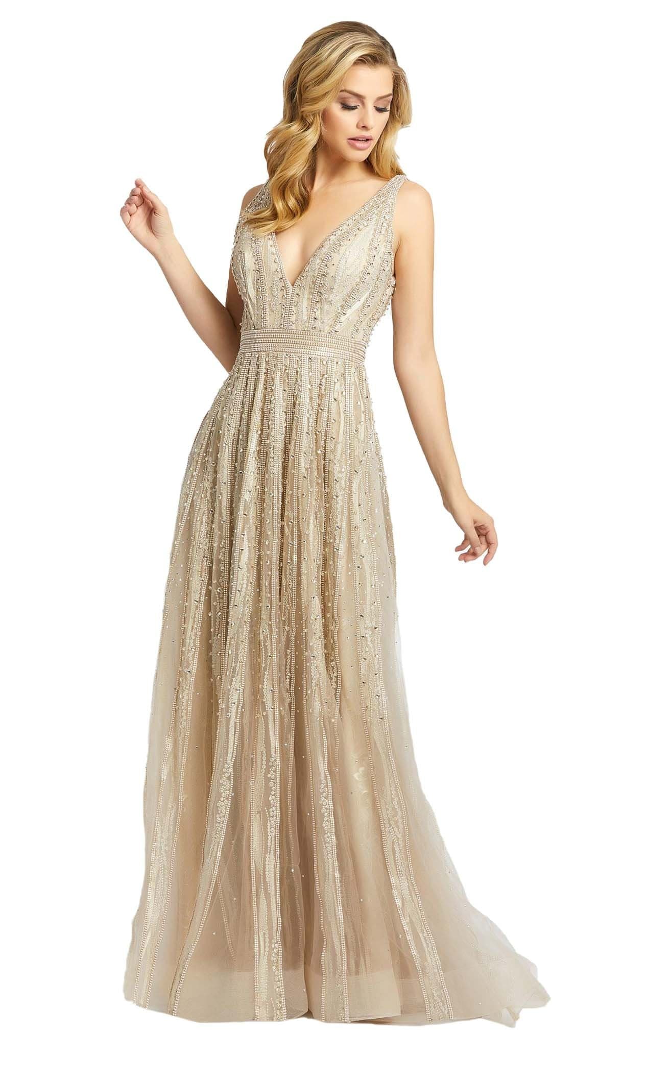 mac duggal champagne dress Mac Duggal Women's Embellished Beaded Column Cape Gown