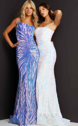 2 of 14 Jovani 05664 Iridescent Purple & Iridescent White