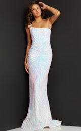 5 of 16 Jovani 05664 Iridescent White