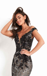 4 of 6 Jovani 06437BG Black/Silver