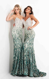 1 of 6 Jovani 06450 Silver-Green