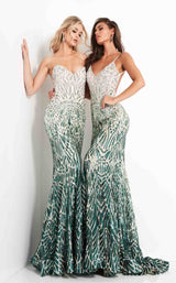 2 of 6 Jovani 06450 Silver-Green