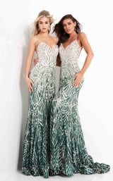 3 of 6 Jovani 06450 Silver-Green