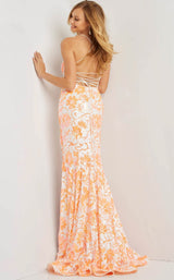 2 of 4 Jovani 08255 Ivory-Light-Orange