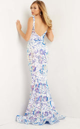 2 of 4 Jovani 08257 Ivory-Purple