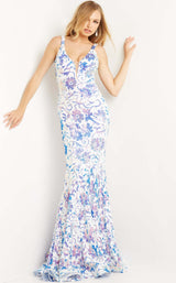 1 of 4 Jovani 08257 Ivory-Purple