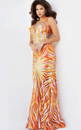 2 of 3 Jovani 06153 Orange-Silver