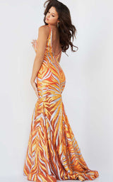 3 of 3 Jovani 06153 Orange-Silver
