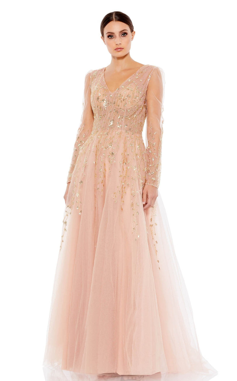 strapless open back dress Mac Duggal 68067 Column Gown with Lace & Sequins – Mydressline