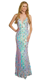 1 of 4 Colors Dress 2213 Dress Blue-Ivory