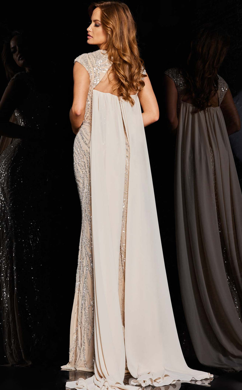 Jovani 23885 Dress Nude-Silver