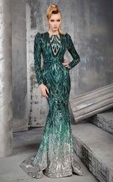1 of 3 MNM Couture 2628 Green-Silver