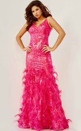 1 of 3 Jovani 07808BG Fuchsia