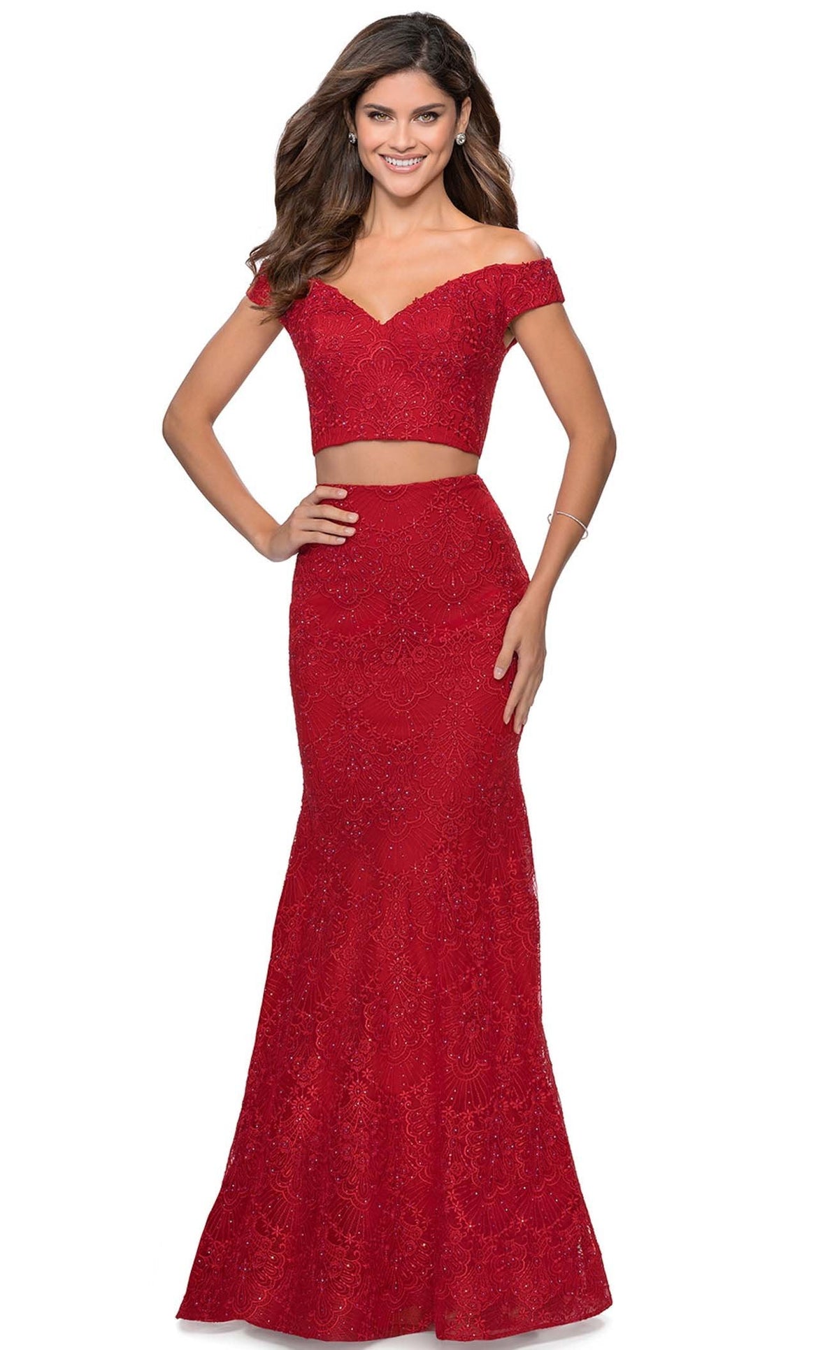 green emerald velvet dress Sexy Two-Piece Long Prom Dress with Glitter Royal / 4