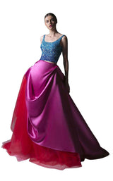 1 of 2 Edward Arsouni Couture SS0332 Blue-Fuchsia