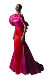 1 of 2 Edward Arsouni Couture SS0344 Red/Fuchsia
