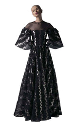 1 of 2 Edward Arsouni Couture SS0380 Black-Ecru