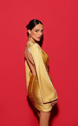 2 of 2 Tarik Ediz 53142 Dress Fuchsia-Gold