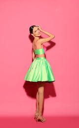 2 of 2 Tarik Ediz 53144 Dress Pistachio-Hyper-Pink