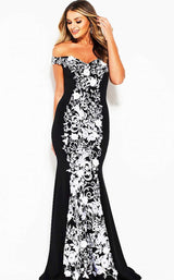 1 of 3 Jovani 54883BG Black/Ivory