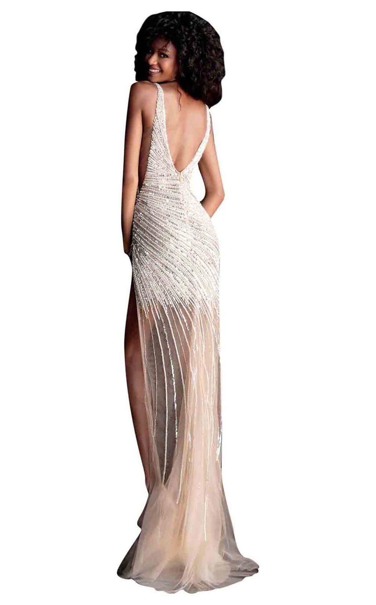 jovani 63405 high slit beaded dress 63405CL Snake