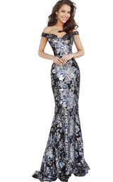 2 of 14 Jovani 63516BG Black/Gunmetal