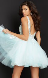 7 of 12 Jovani 63987 Off-White-Light-Blue