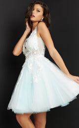 6 of 12 Jovani 63987 Off-White-Light-Blue