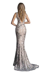 2 of 4 Jovani 65578BG Silver/Nude