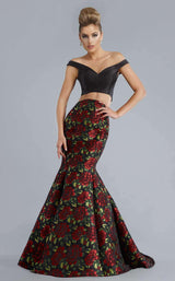 1 of 4 Janique JA70045 Lace Black Top/Printed Skirt