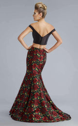 2 of 4 Janique JA70045 Lace Black Top/Printed Skirt