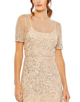 2 of 3 Mac Duggal 93909 Nude/Silver
