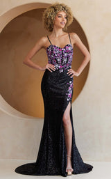 4 of 6 Amelia Couture 7061 Black-Pink