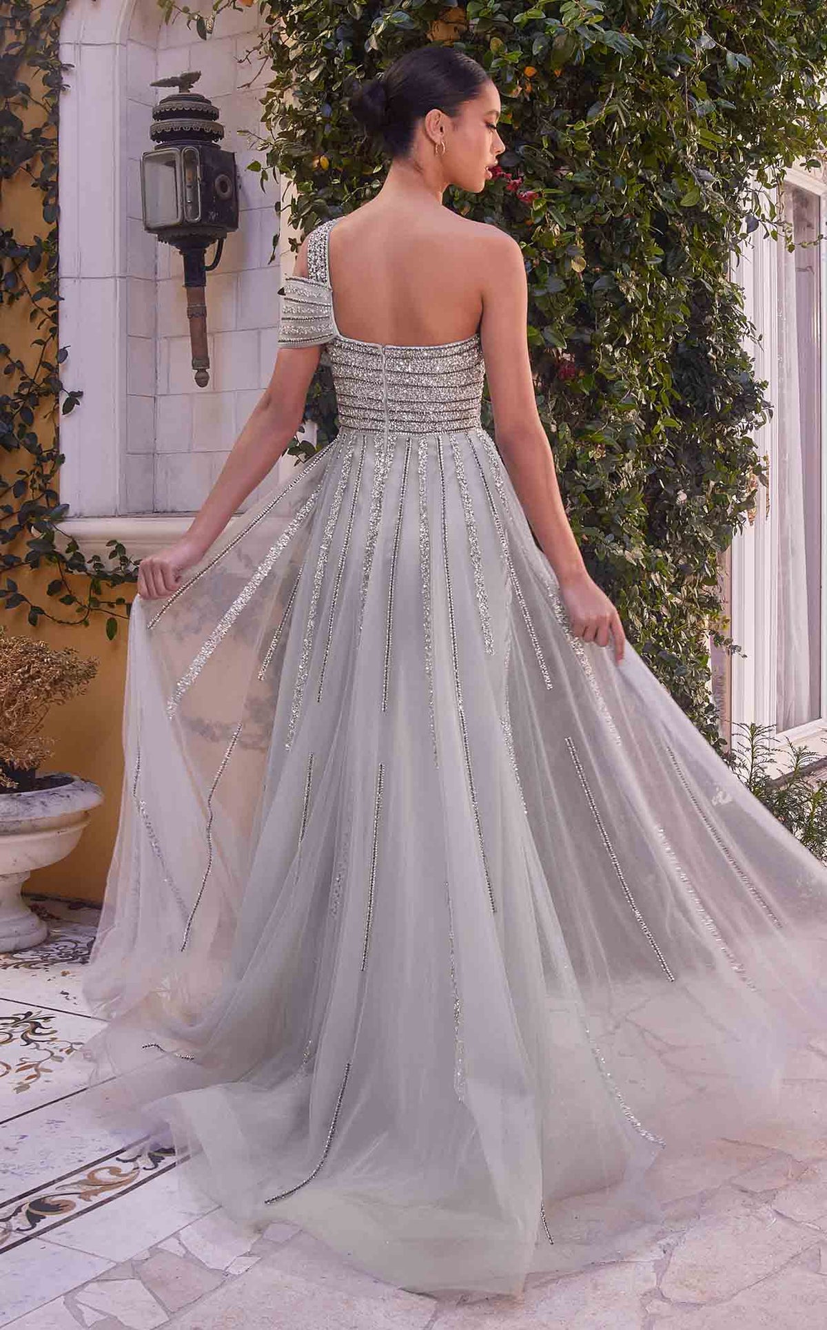 pageant dresses for women Sparkly Black Gown CC7621 by Ladivine Black / 2 The satin material and slit overskirt add elegance and sophistication Pageant Dresses - Page 2