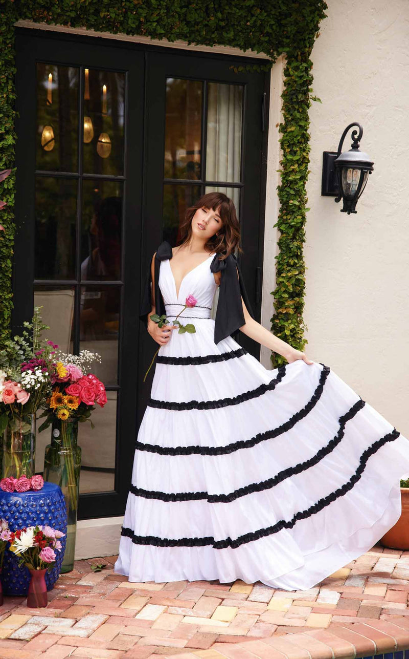ava black wedding dress Presley 40091 Ruffle V-Neck A-Line Maternity 260MONTCE625 creating an elegant silhouette. Select Shoe Size:48