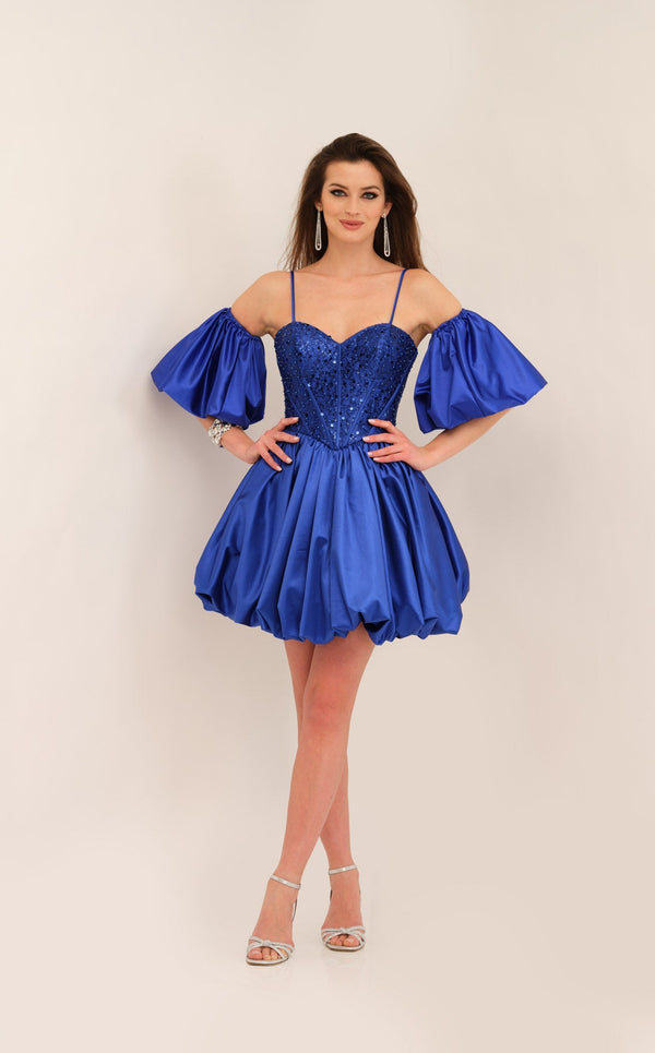 dave and johnny cocktail dresses Dave & Johnny 11961 Asymmetrical Ruffle Sequin Homecoming Dress Sheer