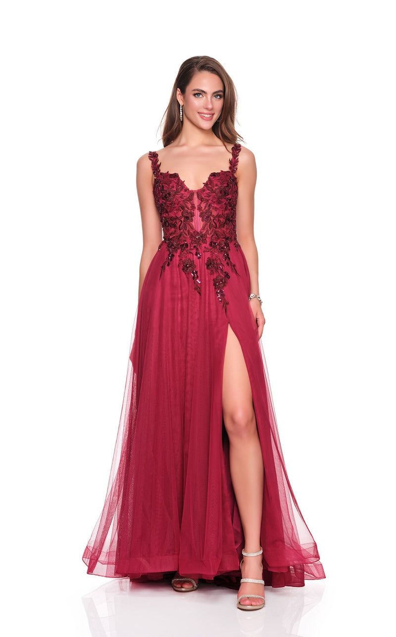 dave and johnny burgundy dress 12808 Formal gown