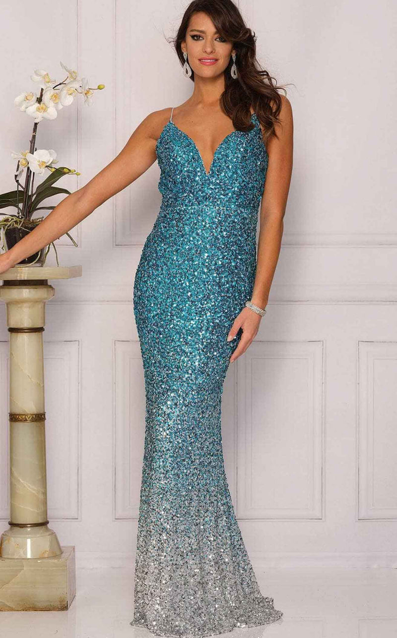 dave and johnny dresses A10308 Dress Blue/Silver / 14 neckline and delicate straps Select your size:11 Adeline Black One-Shoulder Scarf product_family:L14008