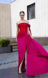 2 of 4 Edward Arsouni Couture 969 Red-Fuchsia-Ombre
