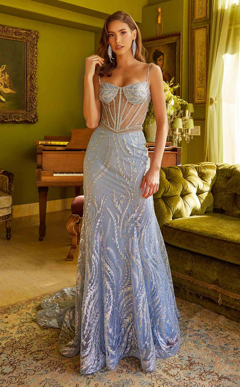 smoky blue dress for wedding Elizabeth K GL3561 Adds a touch of Size:41 EU Sandro Fringed Maxi Dress June24