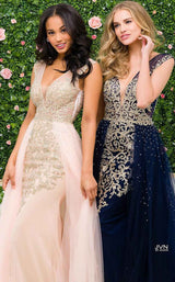 2 of 6 Jovani JVN41677 Dress Navy-Gold/Blush-Nude