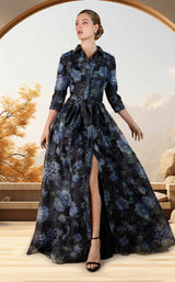 1 of 2 Janique 21321 Twilight Blossoms/Black/Blue